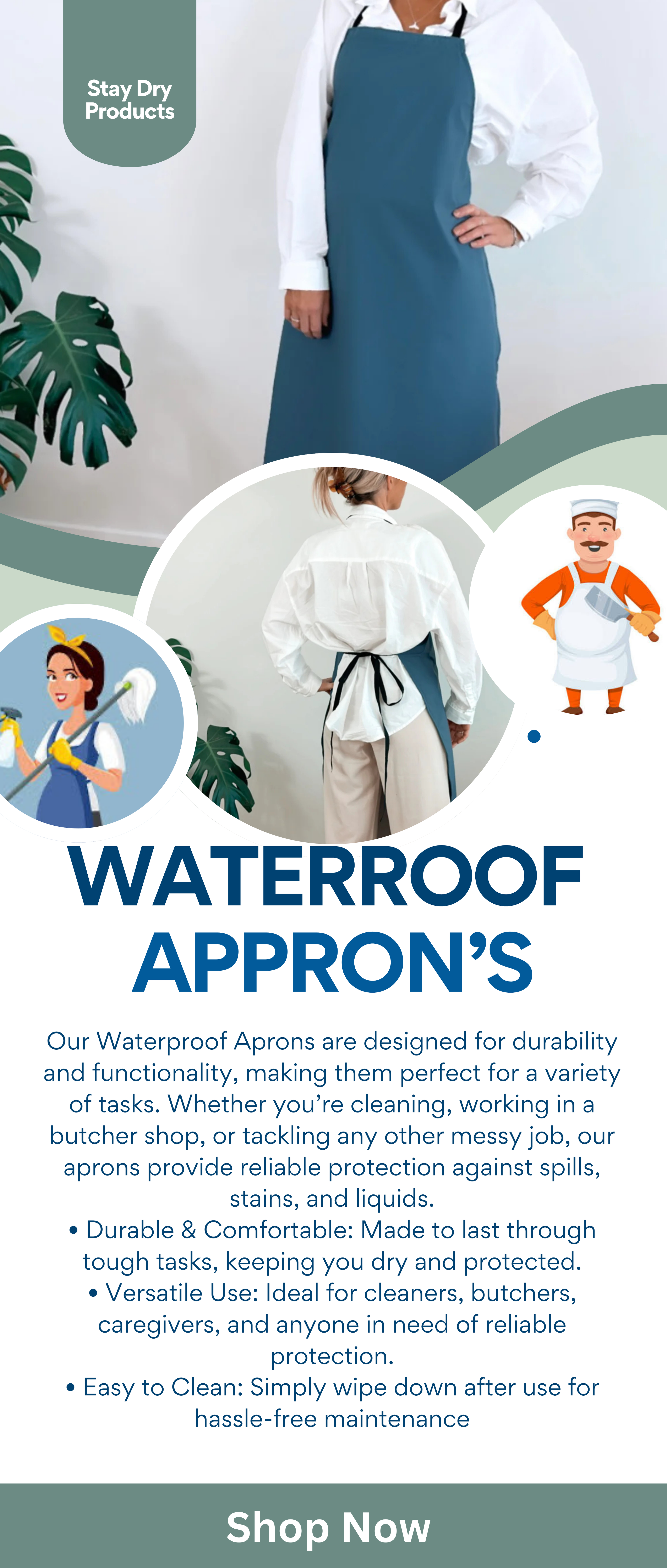 Ultimate MediPlus Long Apron – Premium Reusable Apron for Healthcare, Hospitality, and Food Processing