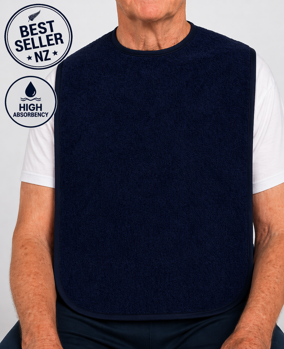 15TXX short toweling mealtime protector - Full Waterproof Backing (2pk)