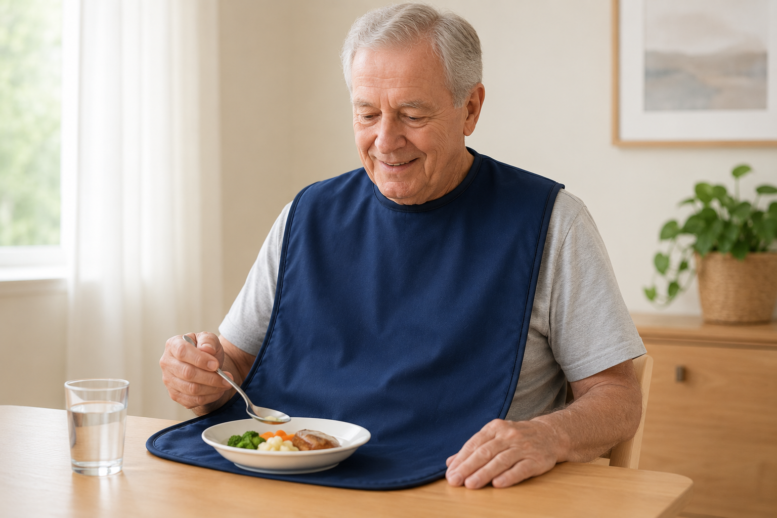 New Style Dry Bibs Plain - 3-Pack | Long Premium Clothing Protectors for Care Homes