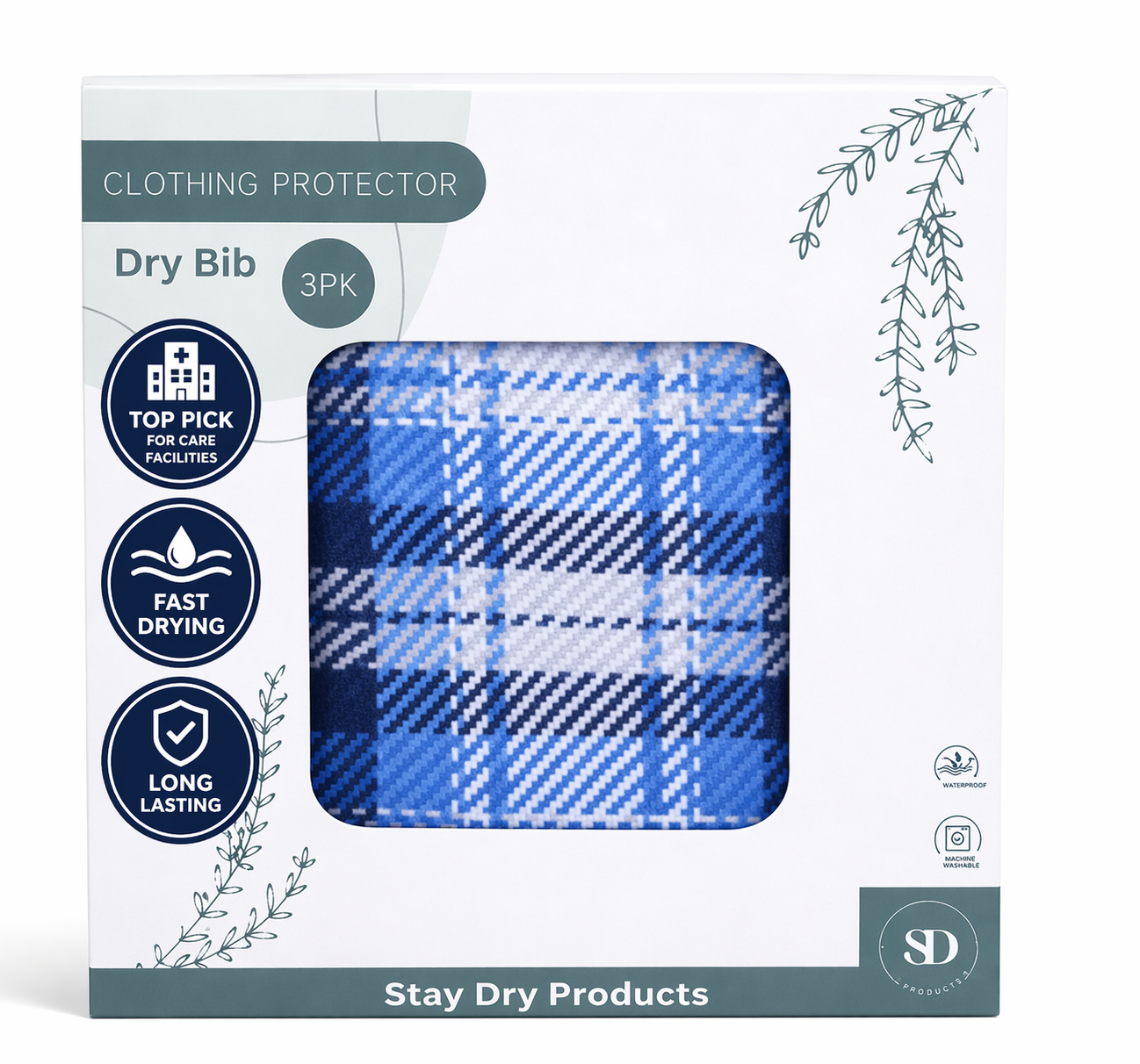 New Style Dry Bibs - 3-Pack | Premium Clothing Protectors for Care Homes