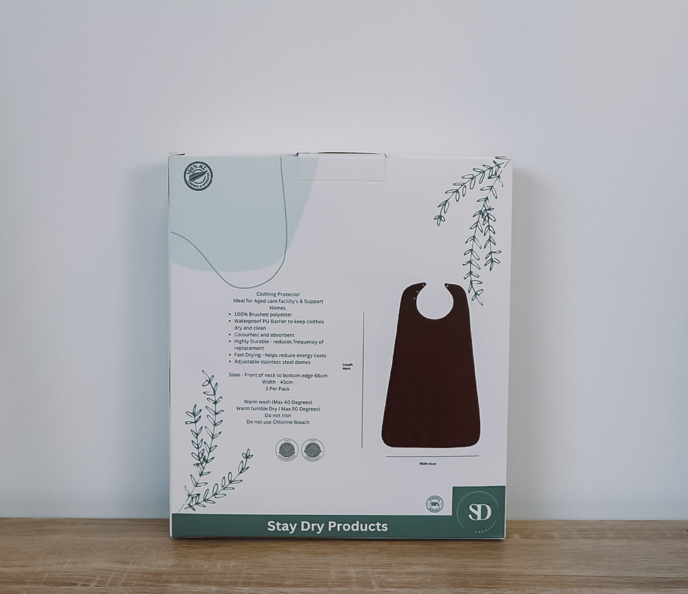 New Style Dry Bibs Plain - 3-Pack | Long Premium Clothing Protectors for Care Homes