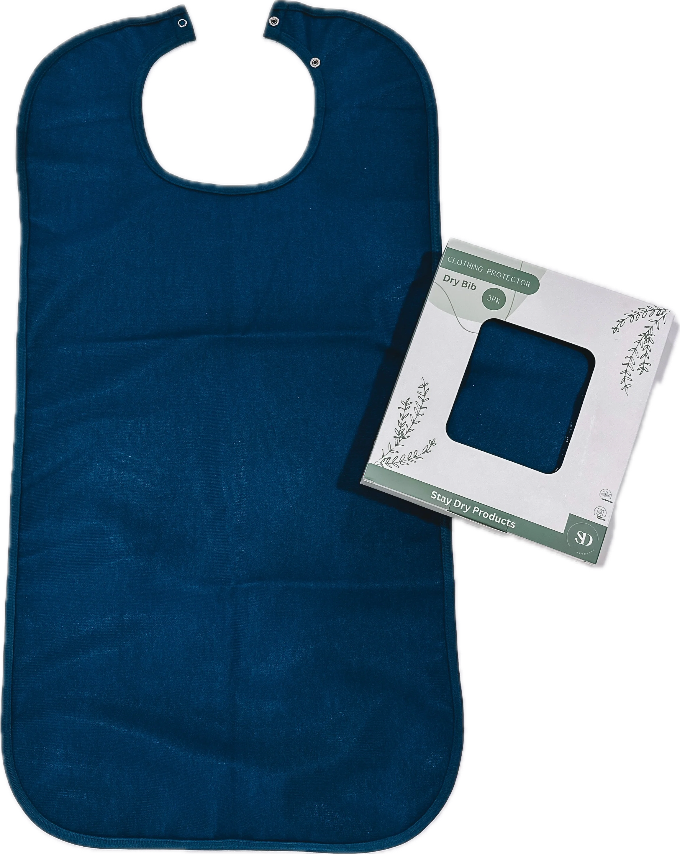 New Style Dry Bibs Plain - 3-Pack | Long Premium Clothing Protectors for Care Homes