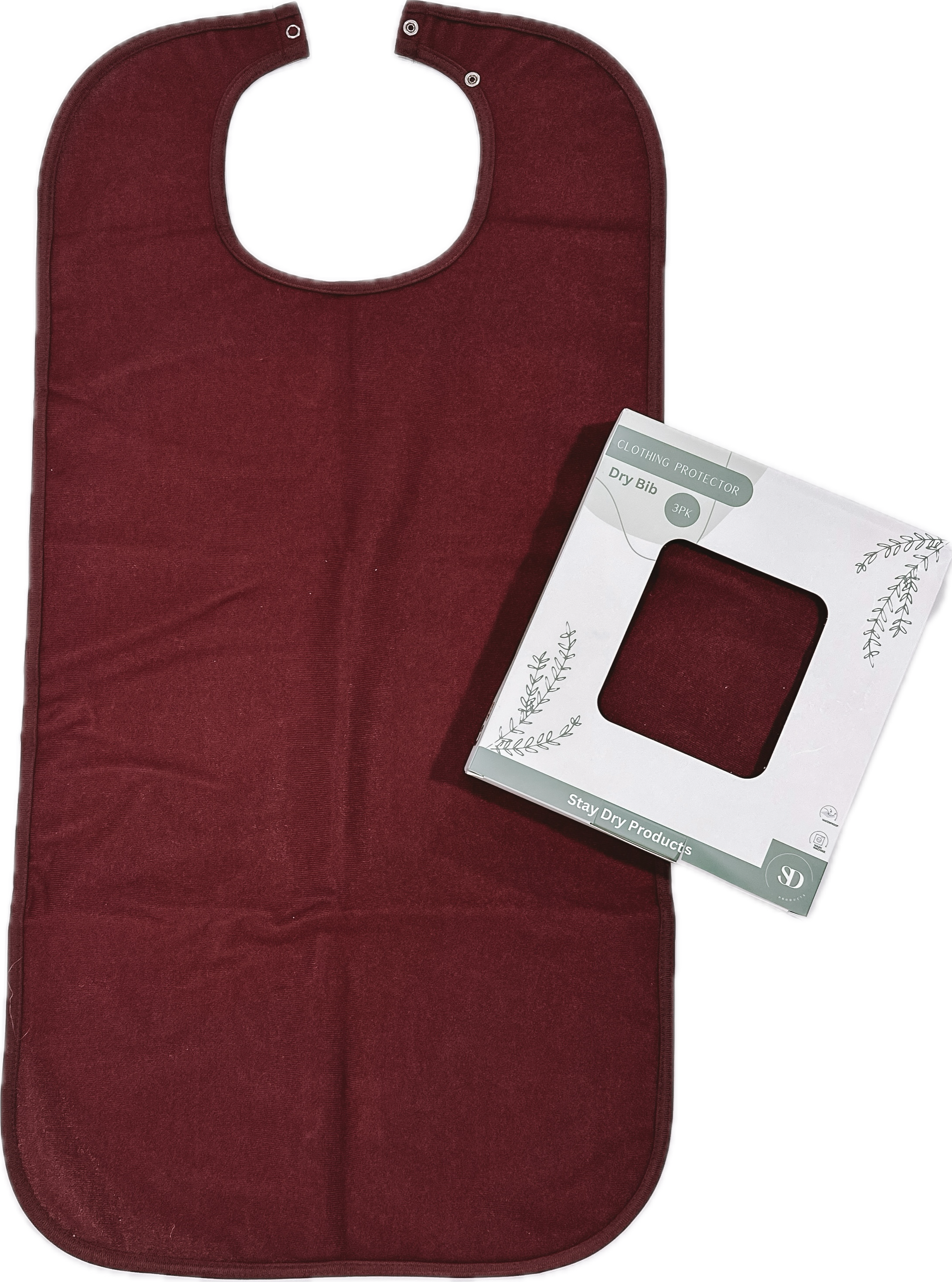 New Style Dry Bibs Plain - 3-Pack | Long Premium Clothing Protectors for Care Homes