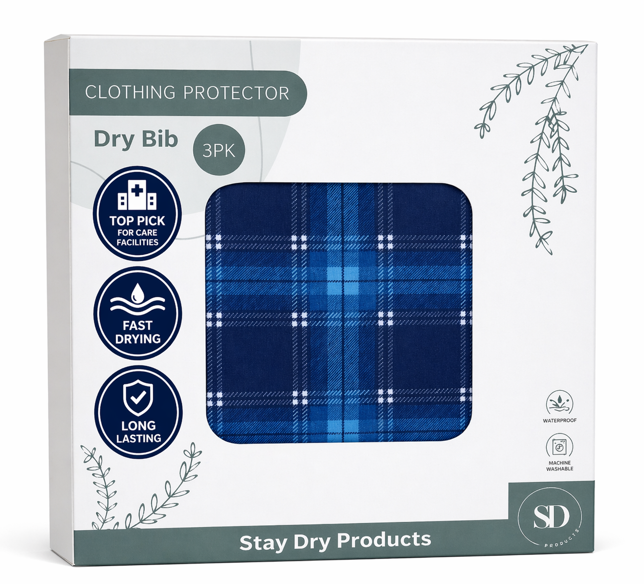 New Style Dry Bibs - 3-Pack | Premium Clothing Protectors for Care Homes