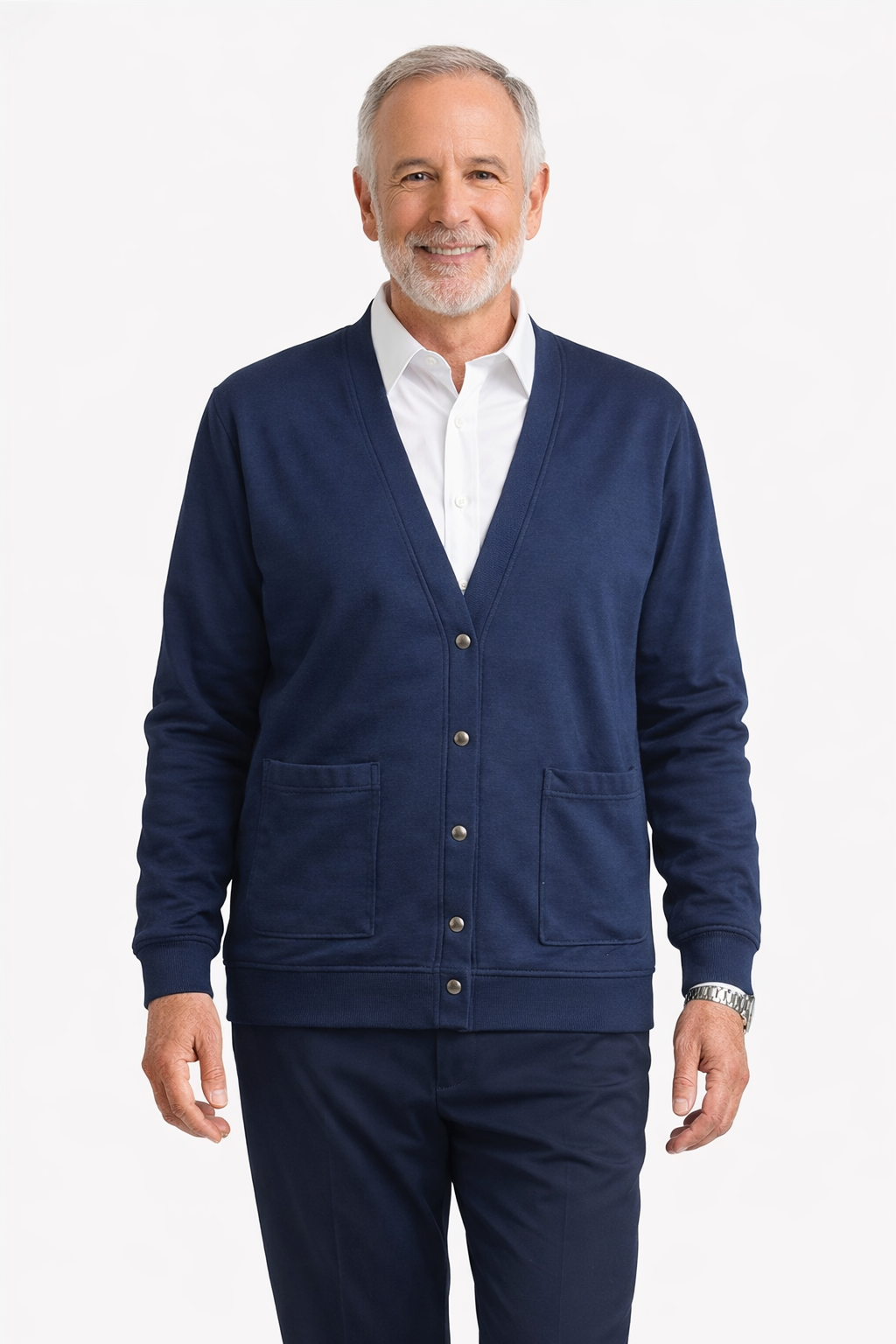 Unisex Sweatshirting Cardigan – Navy | Professional Uniform Layer