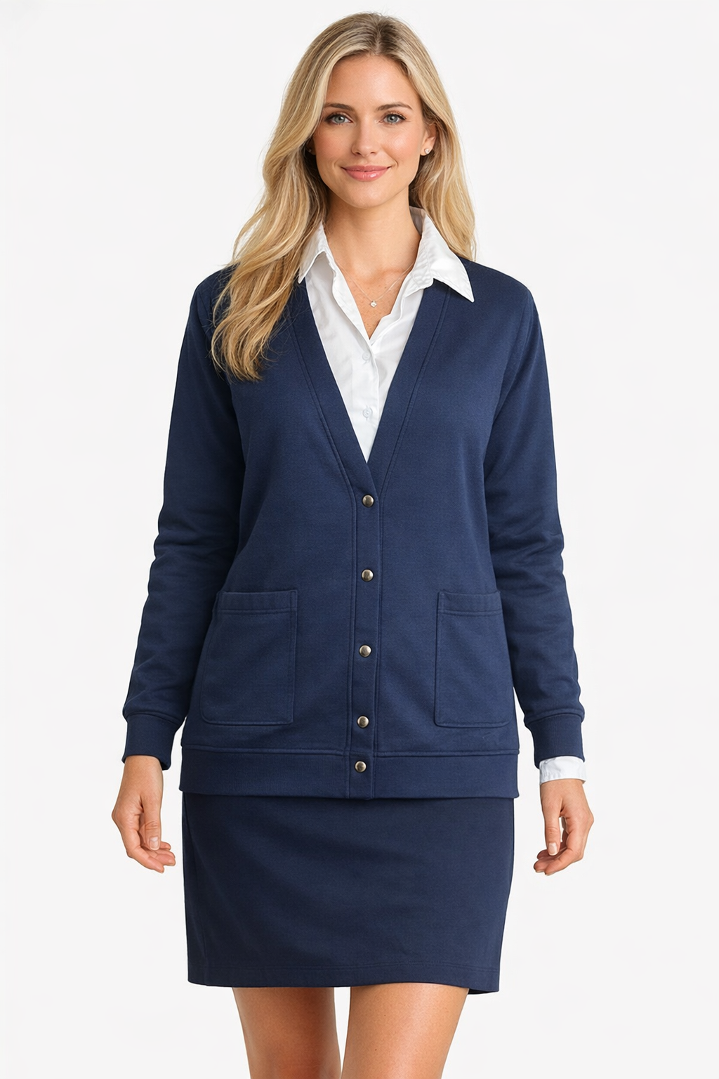 Unisex Sweatshirting Cardigan – Navy | Professional Uniform Layer