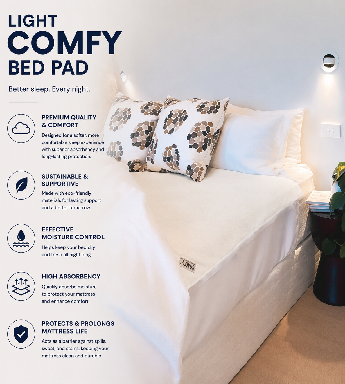 10F /2LF/ Queen - Large Light Comfy Bed Pad